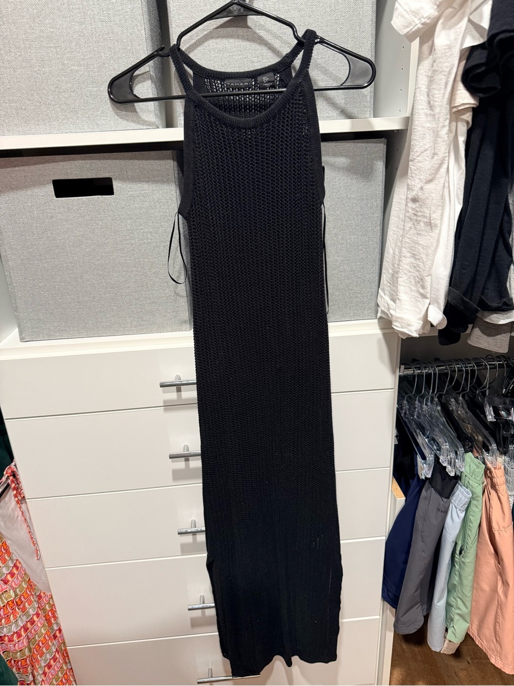 Tahari Black Knit Racerback Maxi Dress